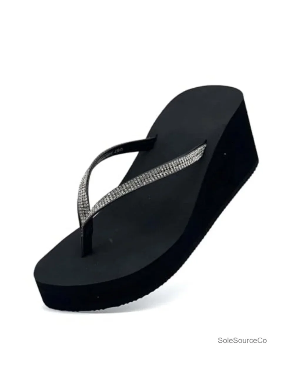 Women's Rhinestone Wedge Sandals Non-Slip Platform Flip Flops Cushioned Comfort